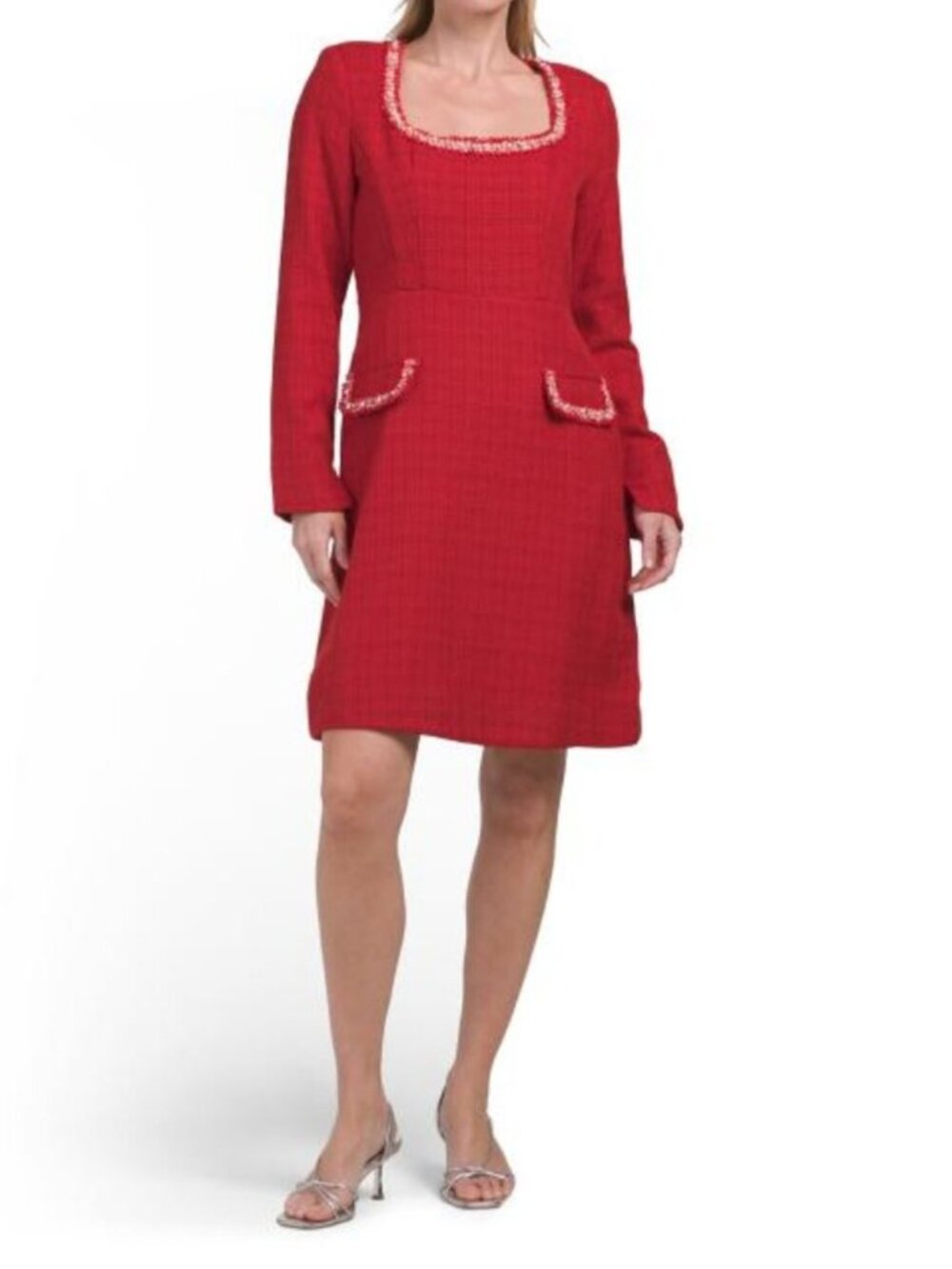 TAHARI ASL Boucle Square Neck Mini Dress - Picture 1 of 4